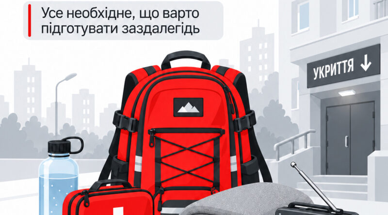 Екстрений рюкзак, аптечка й правила безпеки вдома: що радить підготувати Вінниця до перебування в укритті